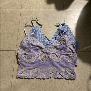 Floral Lace Women Tops - Blue and Purple